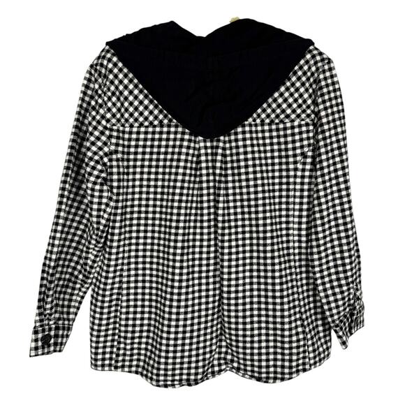 Eddie Bauer Plaid Cotton Soft Flannel Button Down Hooded Jacket Top Sz Medium - Picture 2 of 8